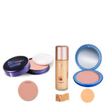 Buy Blue Heaven Xpression Pan Cake (62), Oil Free Foundation (Cream Beige) & Silk On Face Compact (Natural) Combo (16 g + 30 ml + 16 g) - Purplle