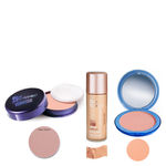 Buy Blue Heaven Xpression Pan Cake (64), Oil Free Foundation (Natural Beige) & Silk On Face Compact (Blush) Combo (16 g + 30 ml + 16 g) - Purplle