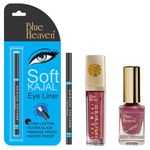 Buy Blue Heaven Long Wear Lip Color 232, Xpression Nail Paint 927 & Blue Heaven Kajal Liner Combo (6.5 ml + 9 ml + 0.31 g) - Purplle