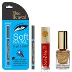 Buy Blue Heaven Long Wear Lip Color 251, Xpression Nail Paint 992 & Blue Heaven Kajal Liner Combo (6.5 ml + 9 ml + 0.31 g) - Purplle
