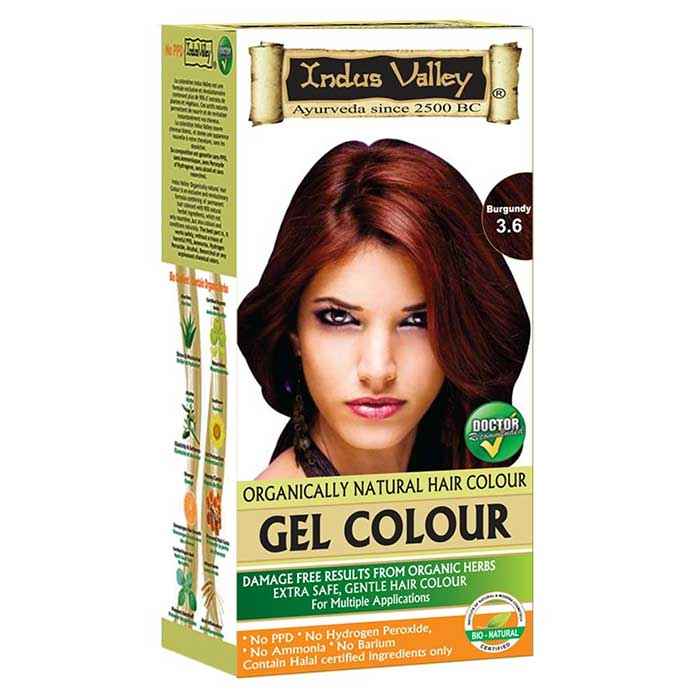 Buy Indus Valley Organically Natural Gel Hair Colour Burgundy 3.6 (276 gm) - Purplle