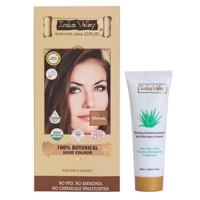 Buy Indus Valley 100% Botanical Organic Healthier Hair Colour Blonde (182 g) & Get Colour Protection Shampoo (50 ml)Free - Purplle