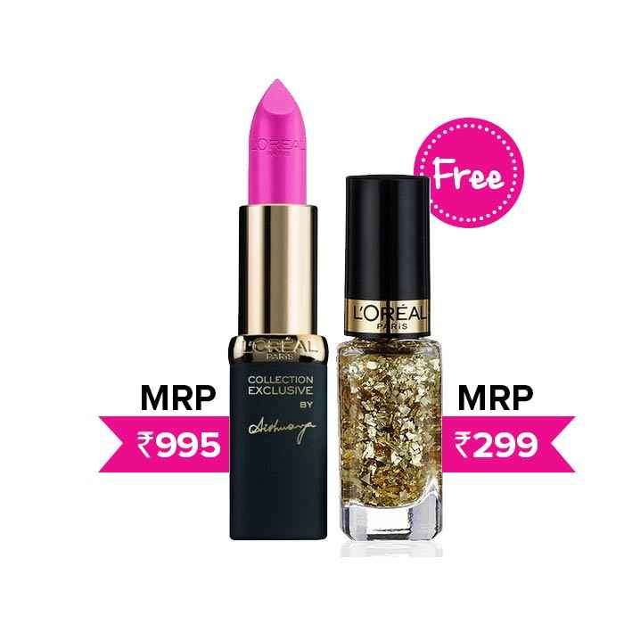 Buy L'Oreal Paris Collection Exclusive By Aishwarya's Delicate Pink (7 g) + Free L'Oreal L'Oreal Paris Color Riche Les Top Coats Gold 920 - Purplle