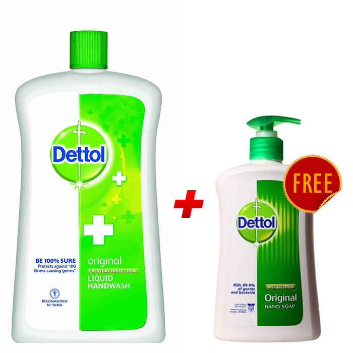Buy Dettol Liquid Soap Jar Original (900 ml) + Dettol Handwash (215 ml) FREE - Purplle