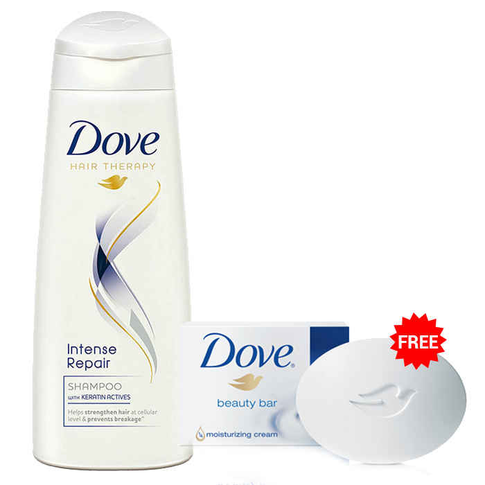 Buy Dove Hair Therapy Intense Repair Shampoo (340 ml) + 2 Dove Soap FREE - Purplle