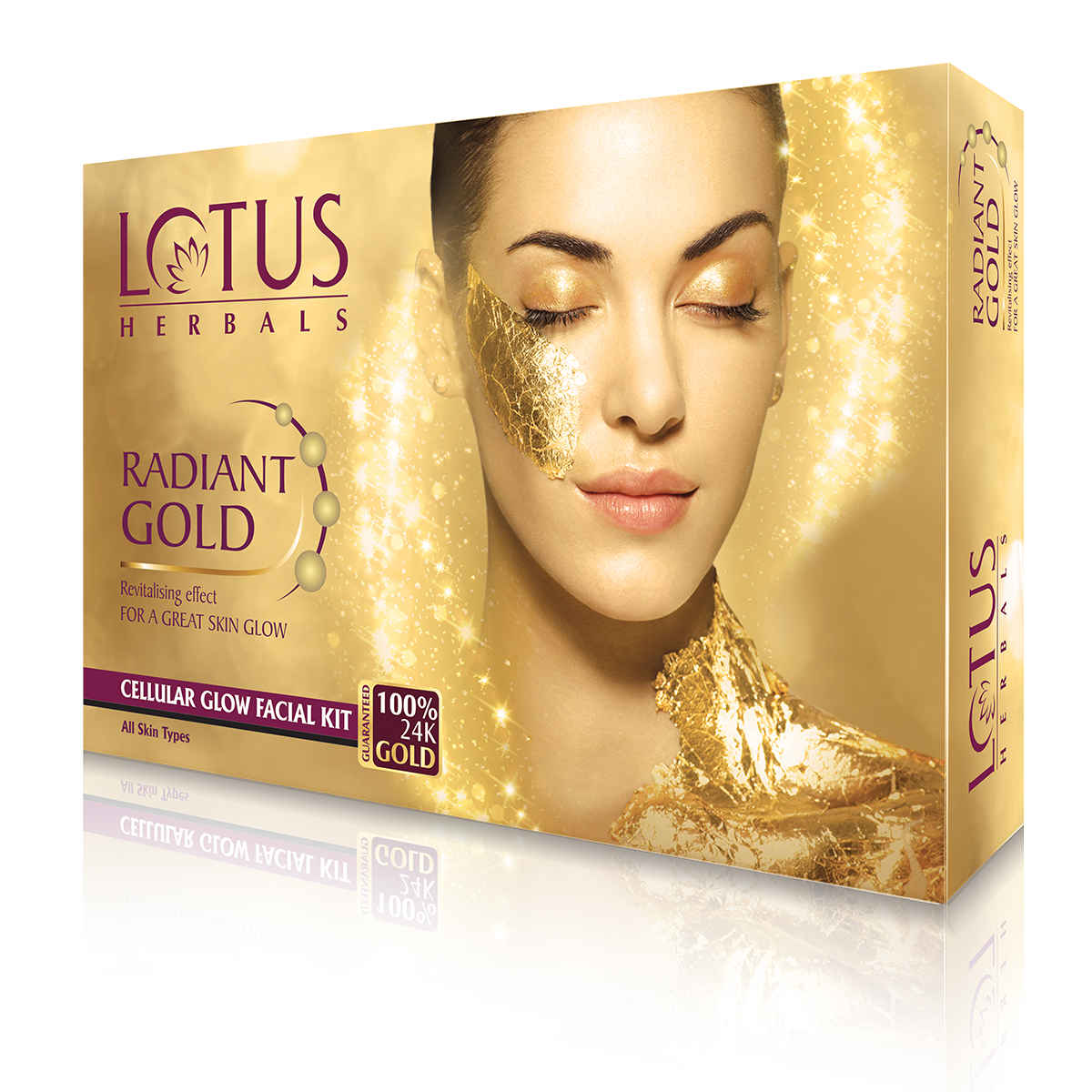 Buy Lotus Herbals Radiant Gold Cellular Glow 1 Facial Kit | With 24K Gold leaves | For Skin Glow | All Skin Types | 37g - Purplle