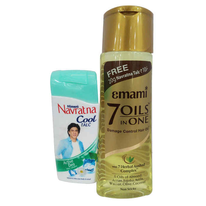 Buy Emami Hairlife 7 Oils In One (100 ml) + Himani Navratna Talc (20 g) FREE - Purplle