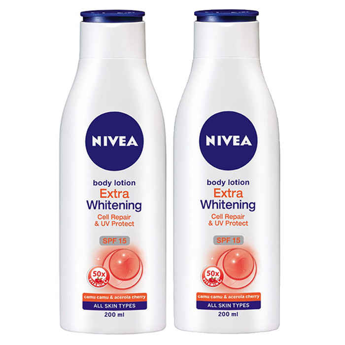 Buy Nivea Body Whitening Lotion SPF15 (200 ml) Rs.25 Off (Pack of 2) - Purplle