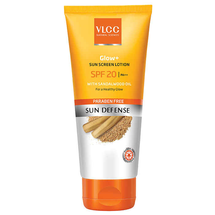 Buy VLCC Glow+  Sun Screen Lotion SPF 20 PA ++ With sandalwood oil Sun Defense (60 ml) - Purplle