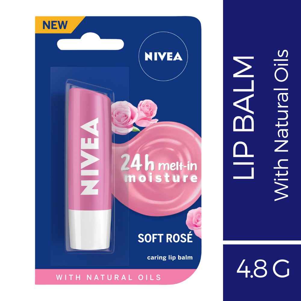 Buy Nivea Lip Balm, Soft Rose (4.8 g) - Purplle