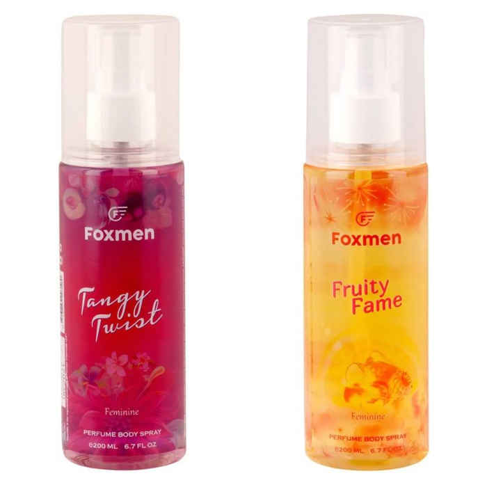 Buy Foxmen Perfume Body Spray Tangy Twist + Fruity Fame (200 ml + 200 ml) - Purplle