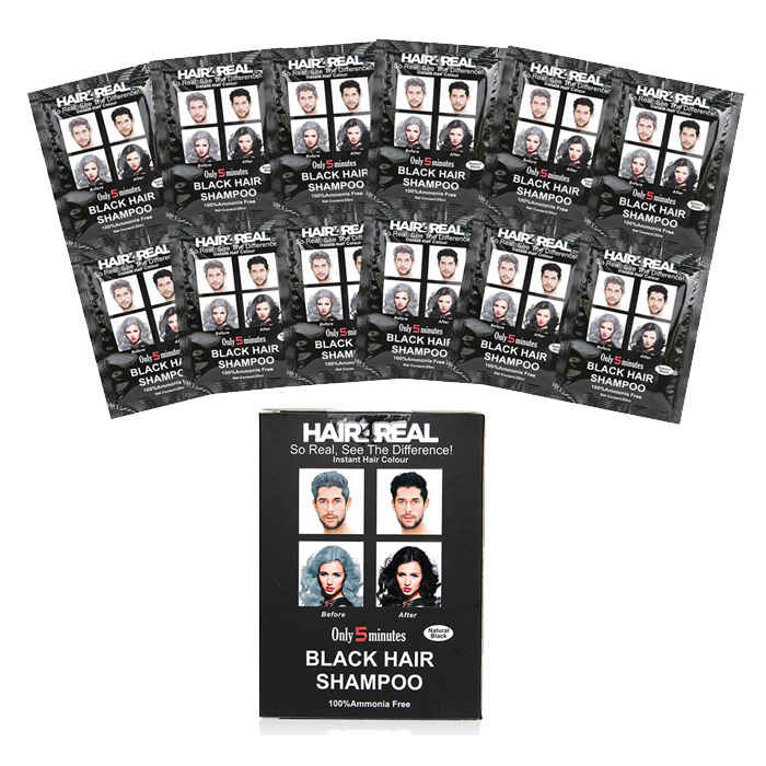 Buy Hair4Real Natural Black Hair Dye Shampoo Pack of 12 Sachet - Purplle
