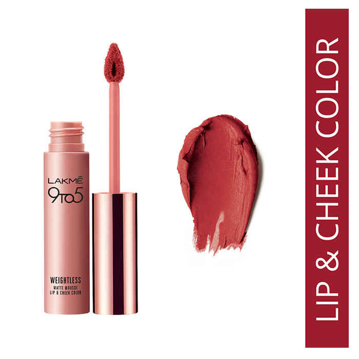 Buy Lakme 9 To 5 Weightless Matte Mouse Lip & Cheek Color | Crimson Silk (9 gm) - Purplle