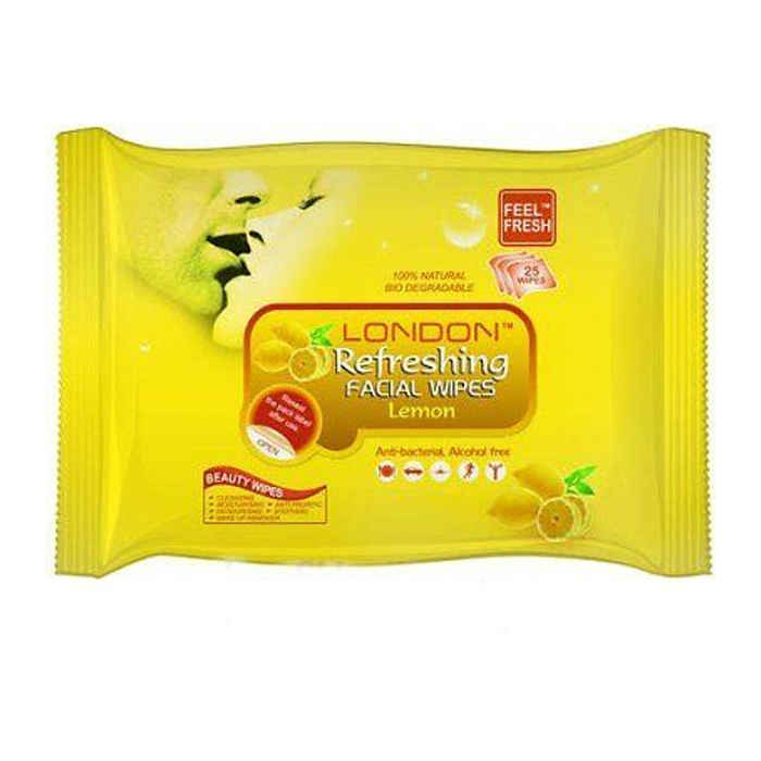 Buy London Refreshing Facial 25 Wipe Wet Face Tissue Cleansing Moisturising - Lemon - Purplle