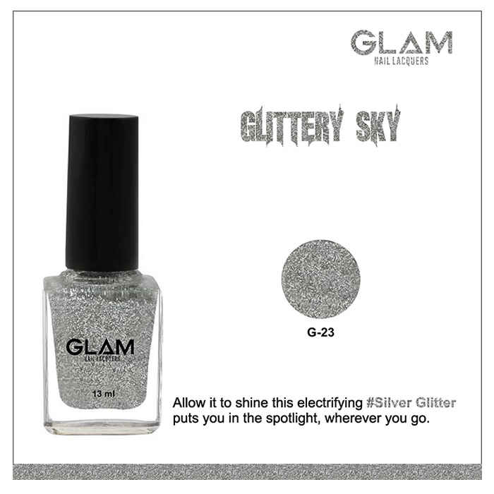 Buy GLAM Nail Lacquers Glittery Sky (G -23) (13 ml) - Purplle