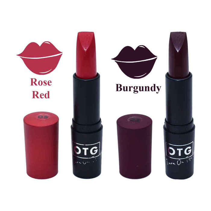 Buy OTG Rich Creme Matt Lipstick Red Burgundy (Pack of 2) (8.4 g) - Purplle
