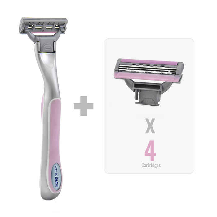 Buy Waytoshave One For The Ladies 3 Blade Shaving Razor (Pack Of 1 Razor Handle + 4 Cartridges) - Purplle