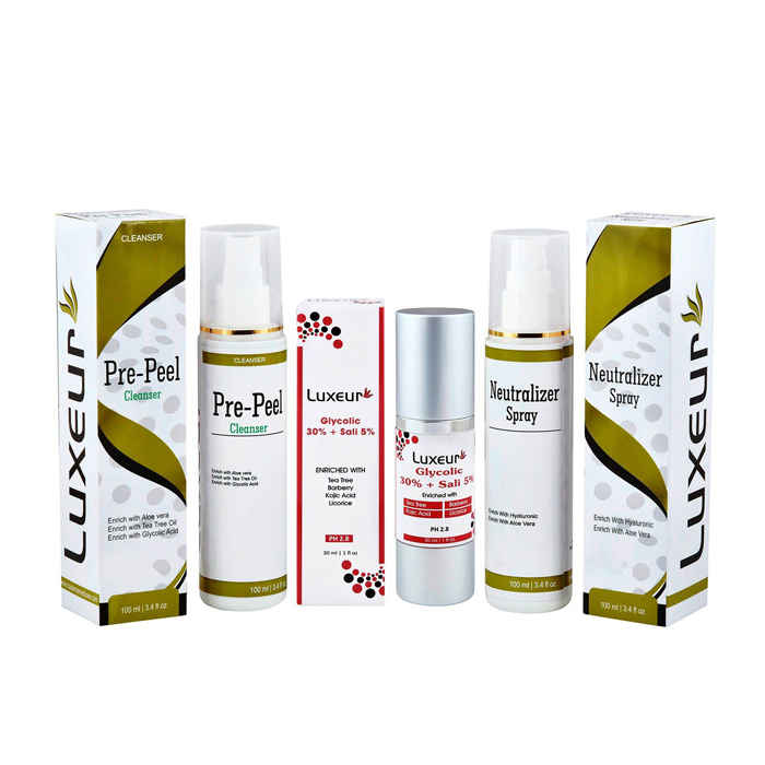 Buy Luxeur Glycolic 30%+ Sali 5% Kit Pre -Peel Cleanser & Neutralizer Spray (230 ml) - Purplle