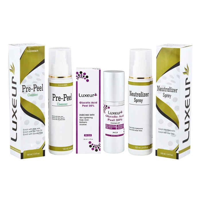 Buy Luxeur Glycolic Acid Peel 30% Kit Pre Peel & Nautralizer Spray (230 ml) - Purplle