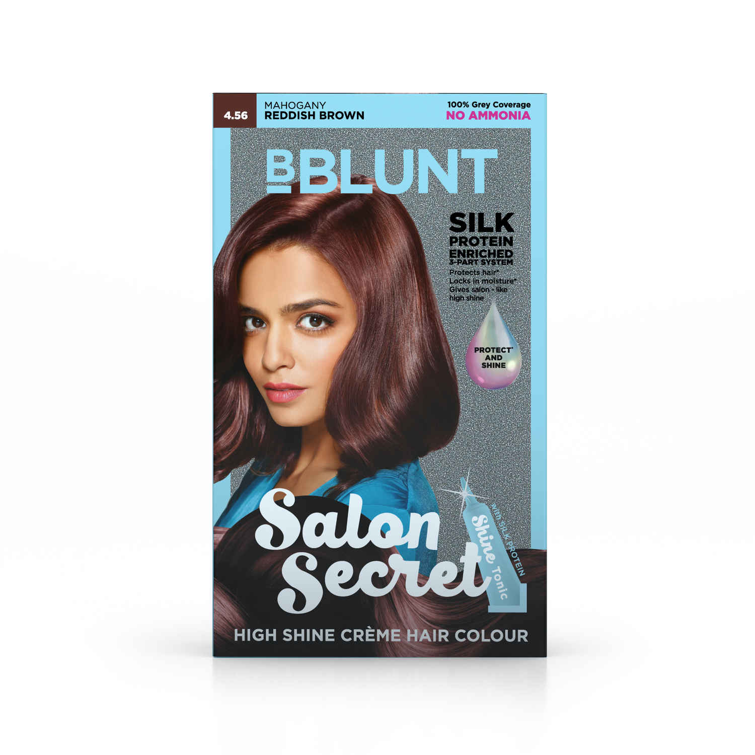 Buy BBLUNT Salon Secret High Shine Creme Hair Colour - Mahogany Reddish Brown 4.56. No Ammonia (100 g) - Purplle