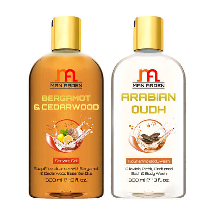 Buy Man Arden Bergamot & Cedarwood + Arabian Oudh Luxury Shower Gel with Essential Oils (300 ml) - Purplle