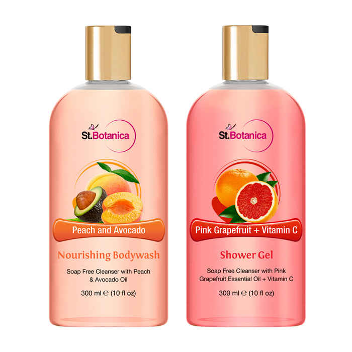 Buy St.Botanica Peach and Avocado Nourishing Body Wash + Pink Grapefruit & Vitamin C Luxury Shower Gel (300 ml) - Purplle