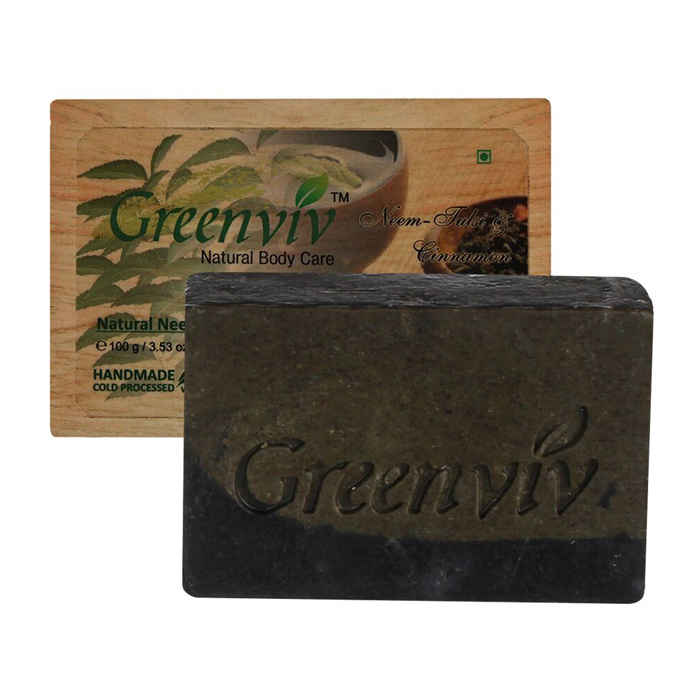 Buy Greenviv Natural Neem Tulsi & Cinnamon Soap (100 g) - Purplle