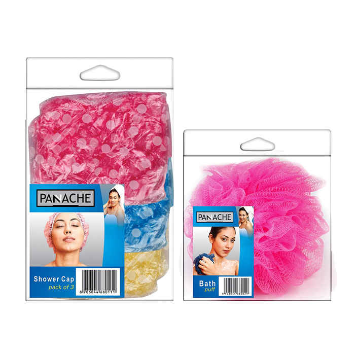 Buy Panache Bath Puff & Shower Cap (Pack Of 3), Beauty, Bath & Shower, Bathing Accessories - Purplle
