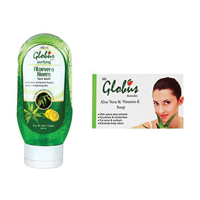 Buy Globus Aloe Face Wash & Aloe Soap (100 ml + 75 g) - Purplle