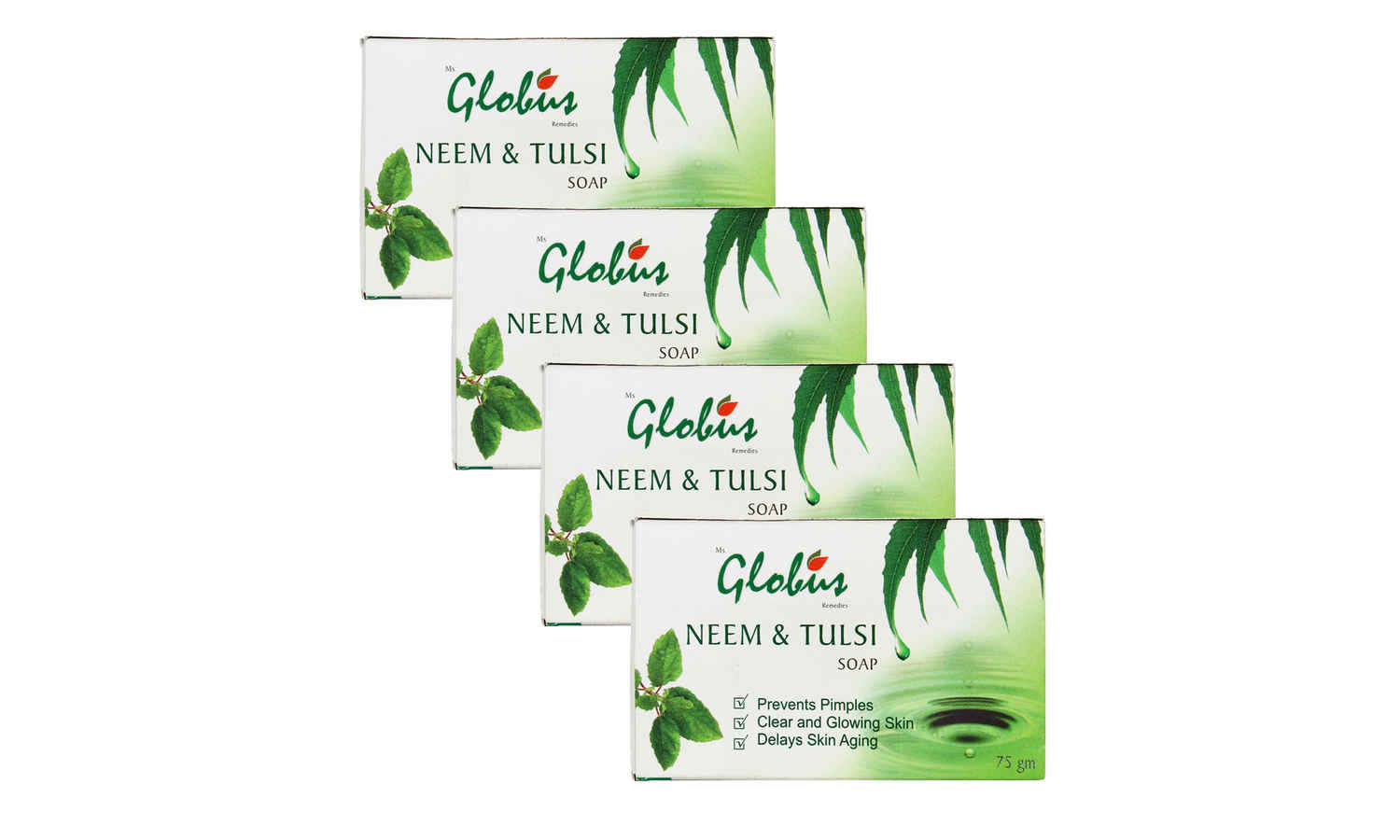 Buy Globus Naturals Neem Tulsi Soap Enriched With Aloevera Kesar Sandalwood 75 gm (Pack Of 4) - Purplle