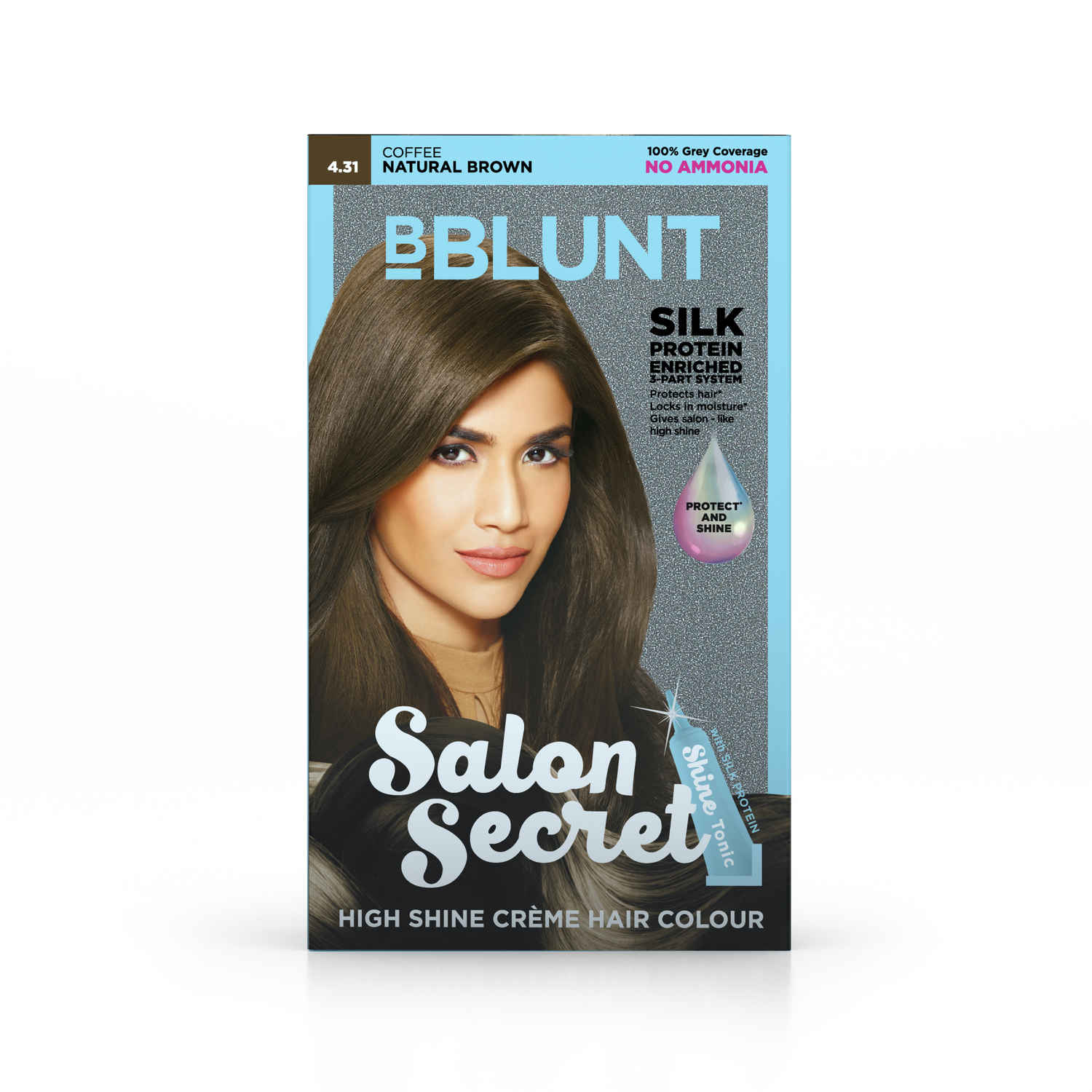 Buy BBLUNT Salon Secret High Shine Creme Hair Colour - Coffee Natural Brown 4.31. No Ammonia (100 g) - Purplle
