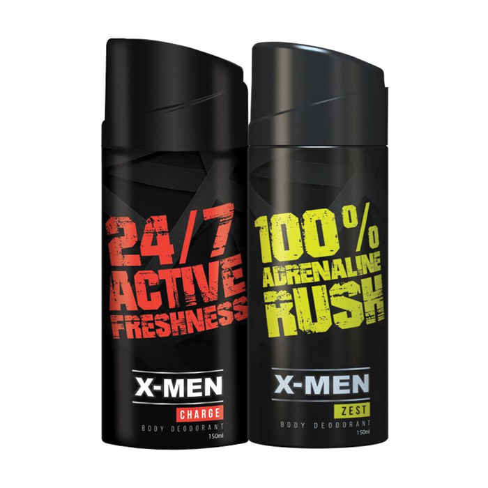 Buy X Men Deodorant Spray Zest + Charge (Pack Of 2 X 150 ml) - Purplle