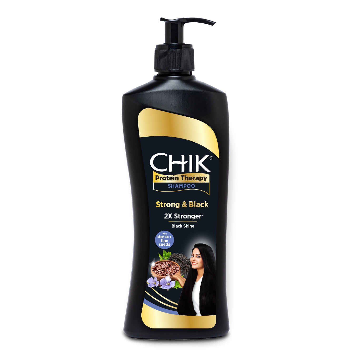 Buy Chik Protein Therapy Strong & Black Shampoo, With Black Tea & Flax Seeds (340 ml) - Purplle