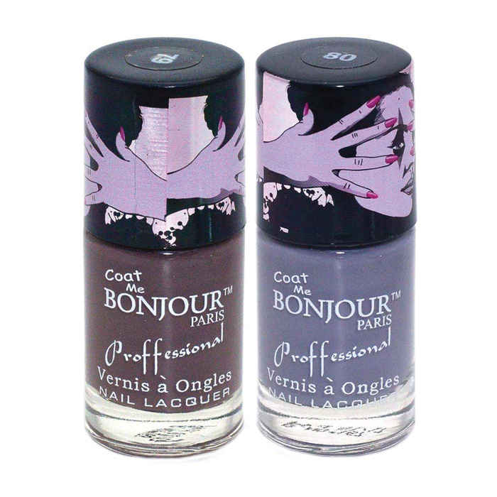 Buy Bonjour Paris Super Matt Nail Polish Matt Coffee / Matt Purple Ash, 0.60 Ounce (Pack of 2) - Purplle