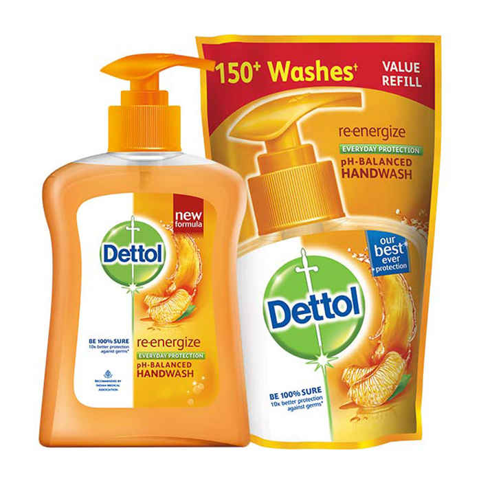 Buy Hygiene Combo (Dettol Handwash Re-energize 200ml, Handwash 175ml) - Purplle