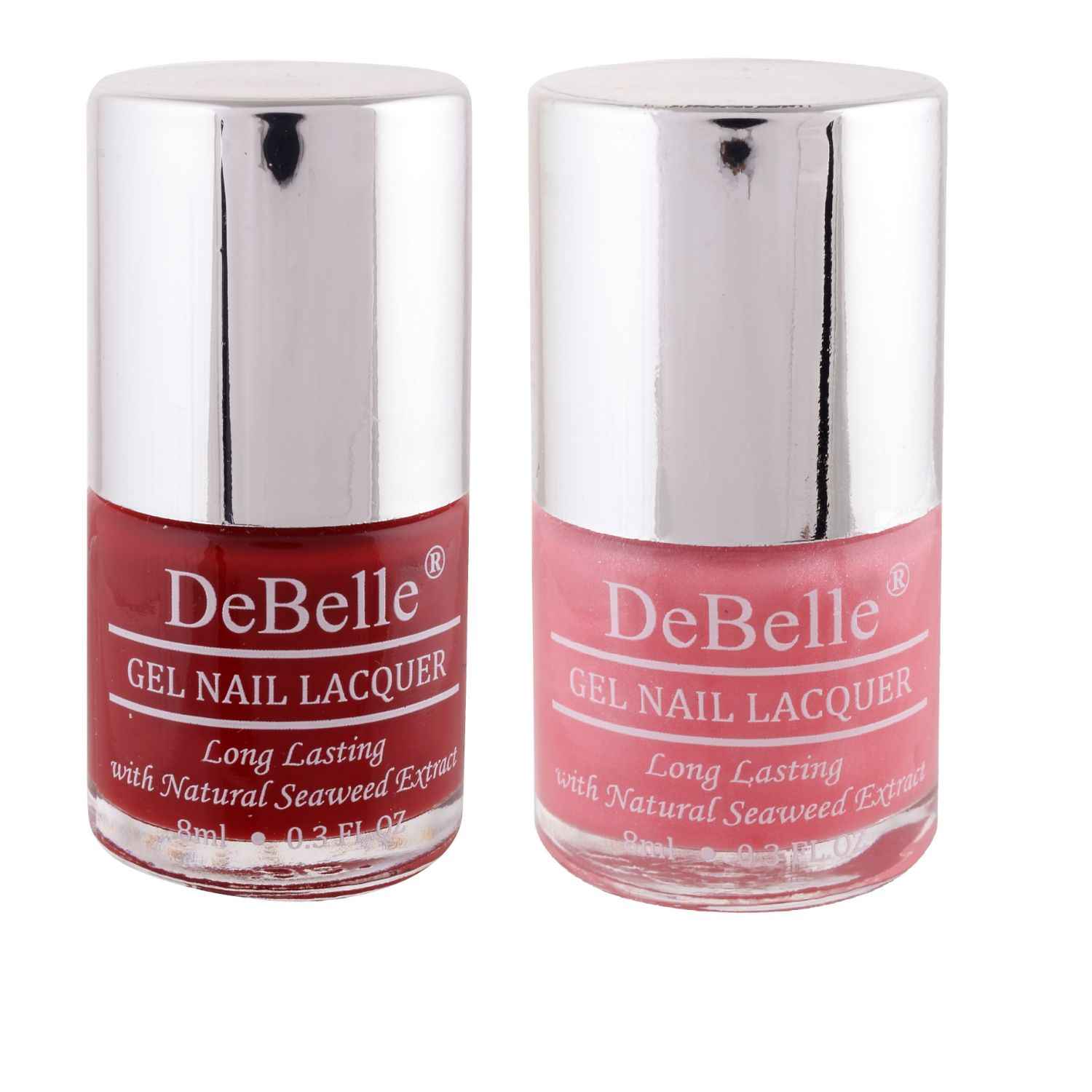 Buy DeBelle Gel Nail Polish Combo Set of 2 - Moulin Rouge (Maroon) and  Miss Bliss (Pink) 8 ml each - Purplle