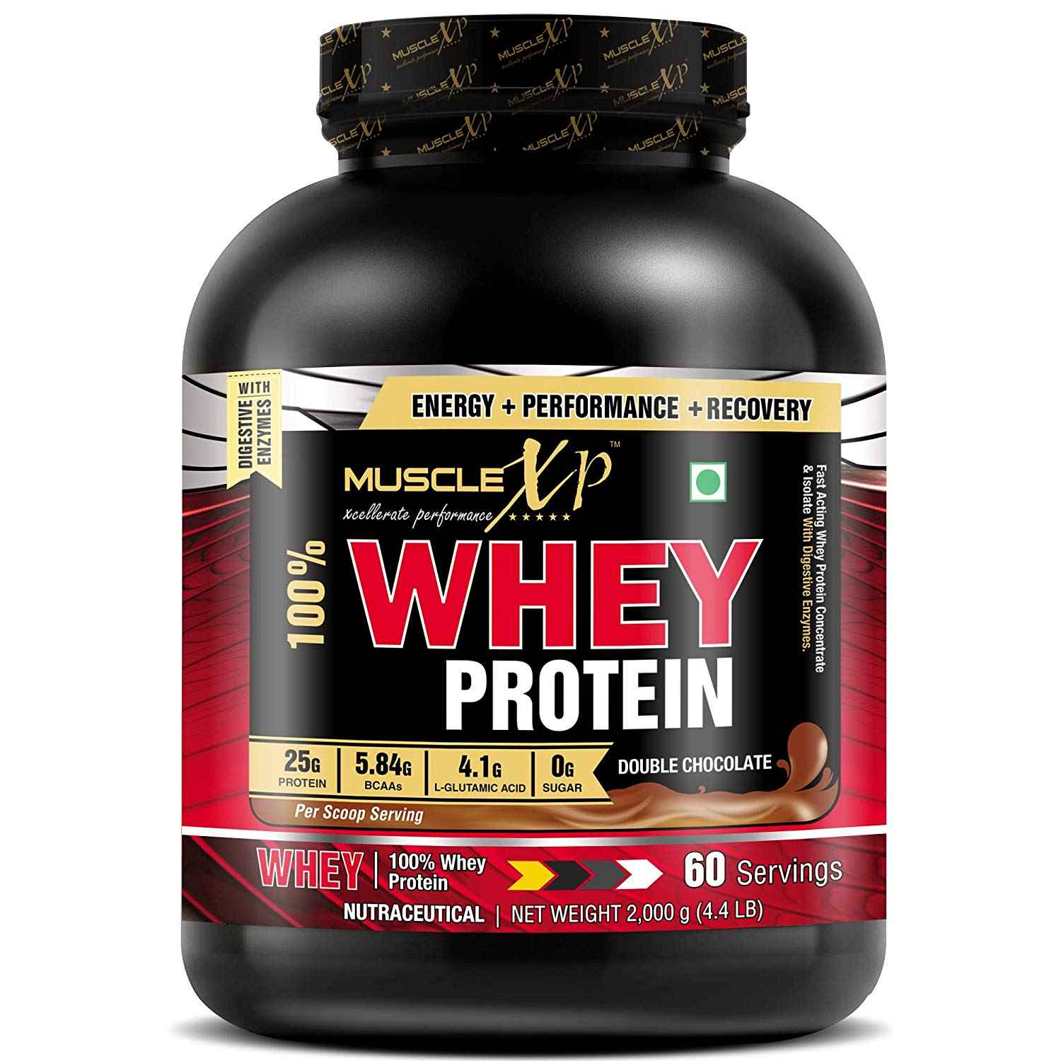 Buy MuscleXP 100% Whey Protein (New WHEY Gold Standards) - 2Kg (4.4 lbs), Double Chocolate - Purplle