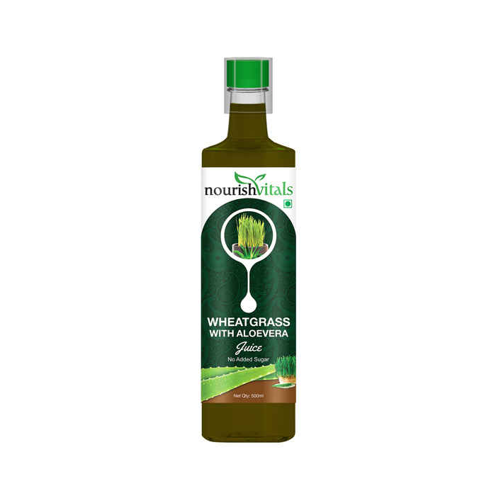 Buy NourishVitals WheatGrass With AloeVera Juice 500ml - No Added Sugar - Purplle