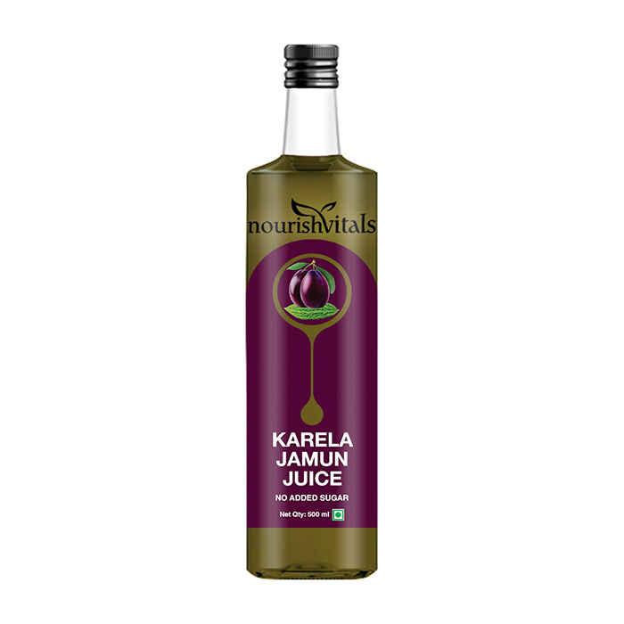 Buy NourishVitals Karela Jamun Juice, 500ml - No Added Sugar - Purplle