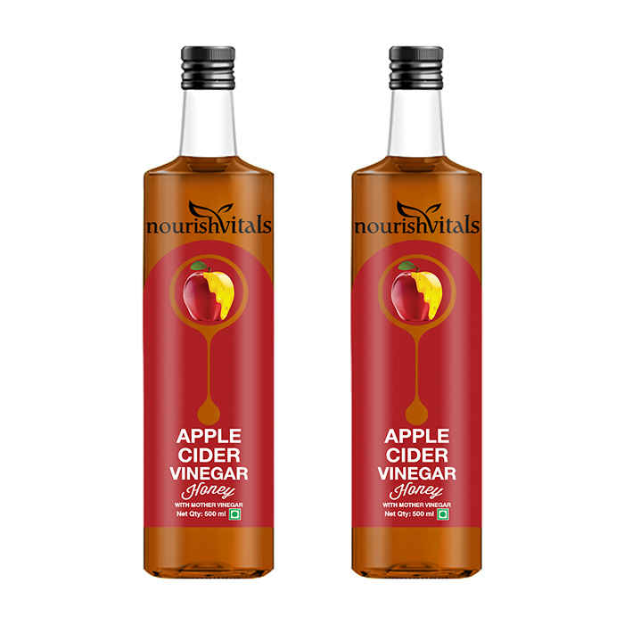 Buy NourishVitals Apple Cider Vinegar With Honey 500ml x 2 Bottles - With Mother Vinegar, Raw, Unfiltered - Purplle