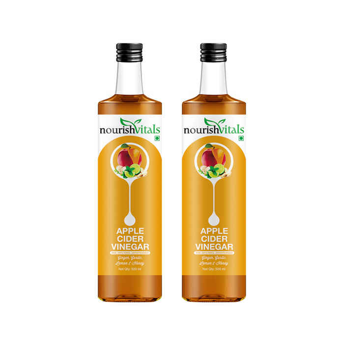 Buy NourishVitals Apple Cider Vinegar with Ginger, Garlic, Lemon and Honey 500ml x 2 Bottles - Purplle