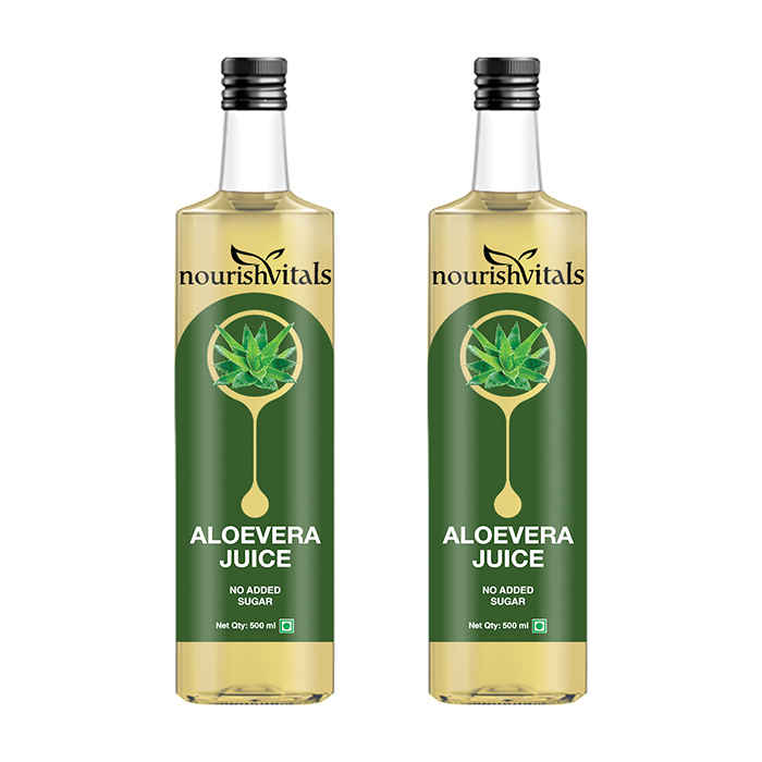 Buy NourishVitals Aloevera Juice - 500ml x 2 Bottles - No Added Sugar - Purplle