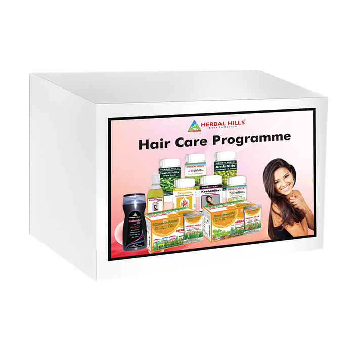 Buy Herbal Hills Hair Care Programme - 10 products (Amlahills, Detoxhills, Wheat-O-Power Orange Flavour, Super Greenhills Orange Flavour, Keshohills, Spirulina, I-Vegiehills, BrahmiHills, Keshohills Ultra Hair Wash, Keshohills Oil Ultra) - Purplle