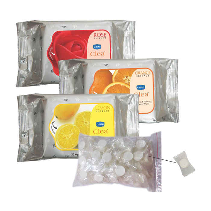 Buy Ginni Clea Cleansing & Make Up Remover Wipes (Rose,Orange, Lemon) (Pack Of 3) (30 Wipes Per Pack) With 50 Coin Tissues (Compressed Magic Wipes) - Purplle