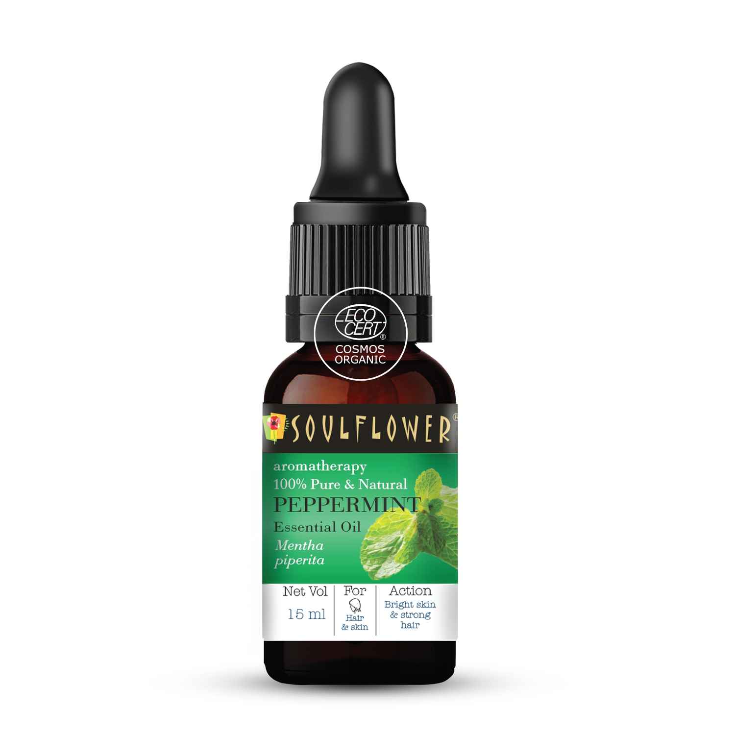 Buy Soulflower Peppermint Essential Oil for Hair & Skin Care, Aromatherapy, Home Diffuser - 100% Pure, Organic, Natural Undiluted Oil, Ecocert Cosmos Organic Certified 15 ml - Purplle