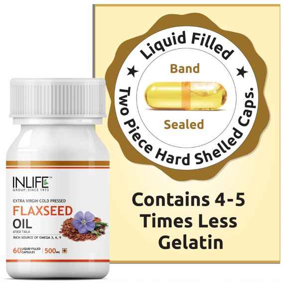 Buy INLIFE Flaxseed Oil - Extra Virgin Cold Pressed Oil, 60 Capsules - Purplle