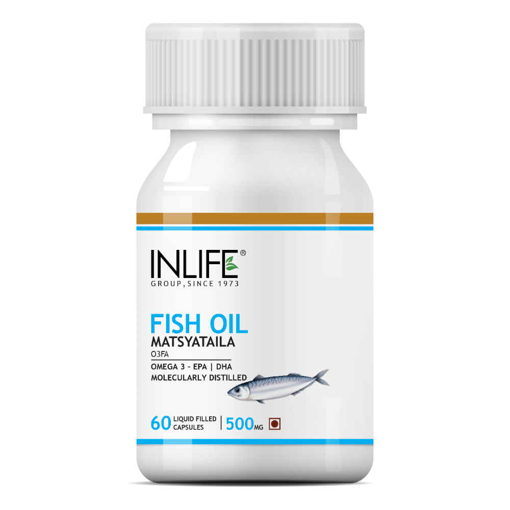 Buy INLIFE Fish Oil (Omega 3) 500 mg 60 Capsules 180/120 EPA DHA For Brain Health - Purplle