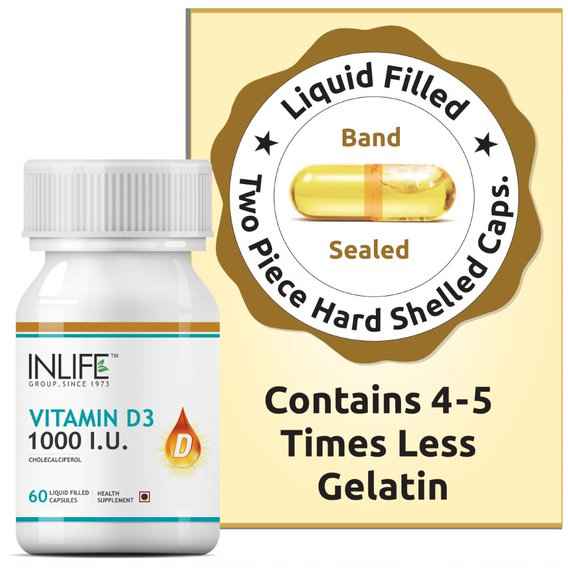 Buy Inlife Vitamin D3 1000IU Cholecalciferol 60 Caps - Purplle