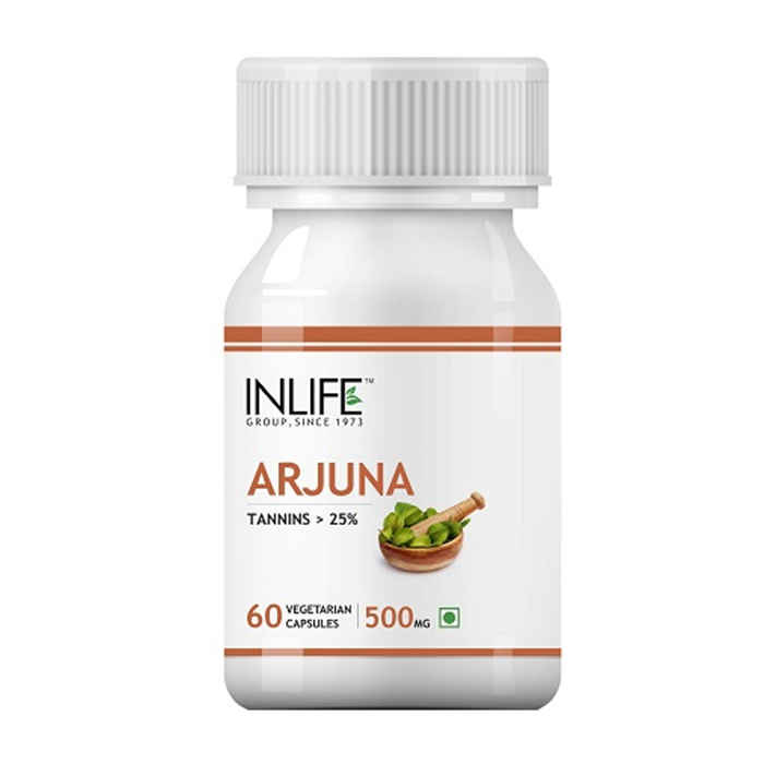 Buy INLIFE Natural Arjuna Extract (Tannins > 25%), 500mg 60 Veg Capsules For Cardiac & Brain Health - Purplle