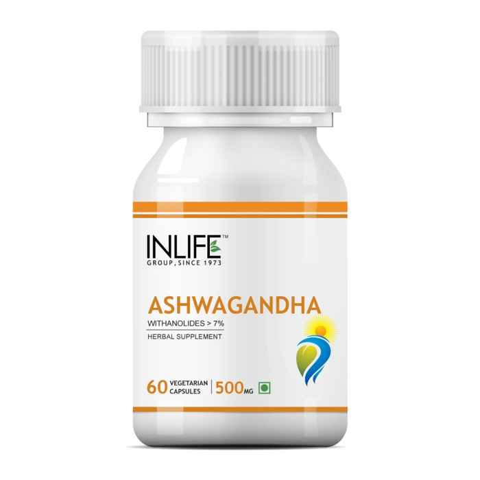 Buy INLIFE Ashwagandha Extract (7% Withanolides) 500mg, 60 Veg Capsules, Stress Reliever - Purplle
